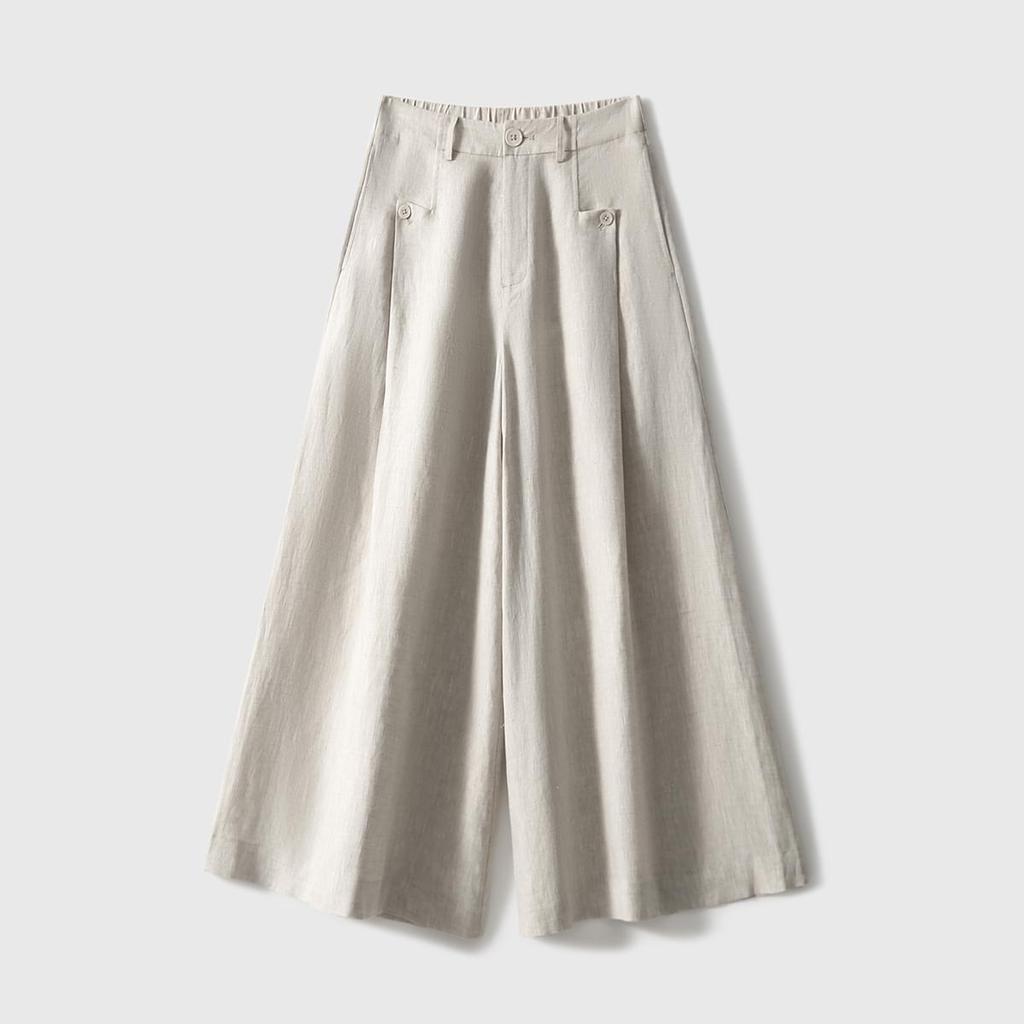 Women's Spring Summer Loose Linen Wide-Leg Pants - Slimming, Breathable, Casual Style