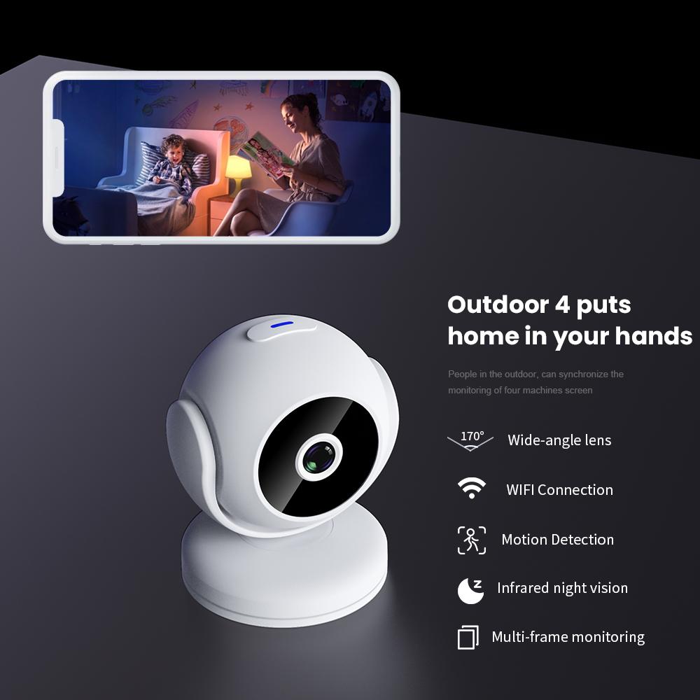 HD 170° Wide-angle Camera, 1080P Infrared Night Vision Security Surveillance, Loop Recording, Motion Detection, Video Recording Wireless WiFi Camera