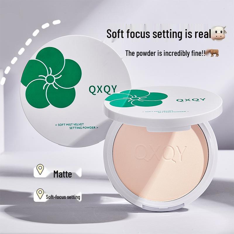 QXQY Velvet Setting Powder: Long-Lasting Matte Finish, Soft Focus, Enhances Skin Tone, Non-Cakey Formula.