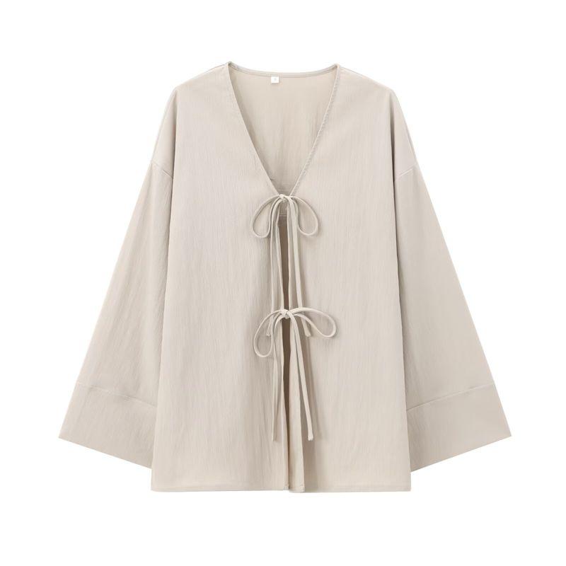 Kaslead New Arrival Women's Fashion Style Texture Kimono Shirt Casual Pants 5427754 5427502