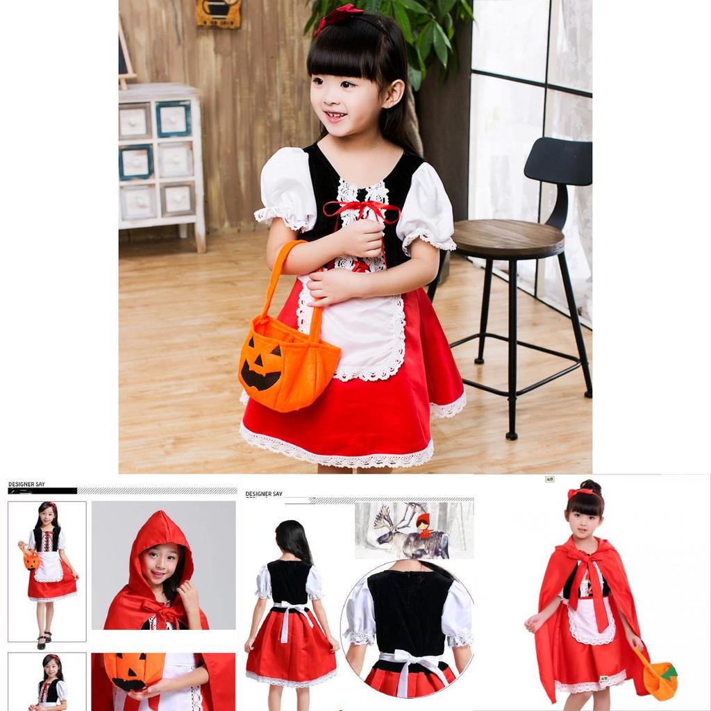 Rotkäppchen Prinzessinnenkleid Halloween Märchenkostüm für Kinder