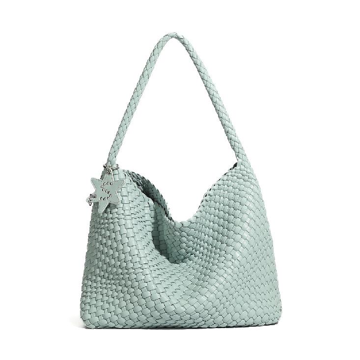 Original design autumn and winter champagne-colored woven tote bag, large-capacity commuter handbag, fashionable women's shoulder bag
