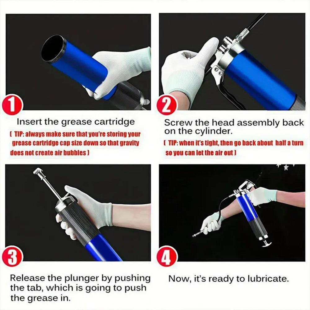 7000PSI High-pressure Pumping Grease Filling with Flexible Hose Manual Pistol Grip Grease Gun Set Aluminum Alloy Mini Grease Gun