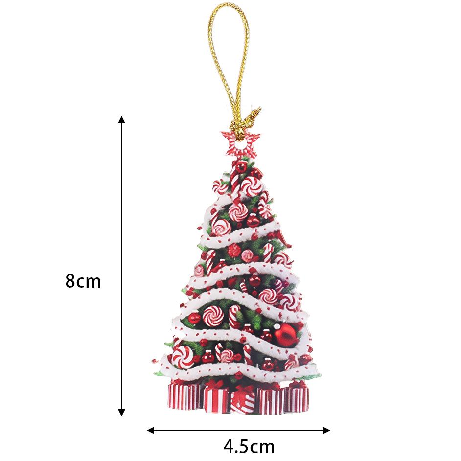 Christmas Tree Pendant Flat Hanging Ornaments Acrylic Gifts Pendant DIY Glitter Colorful Decorations Xmas Indoor Party Decor