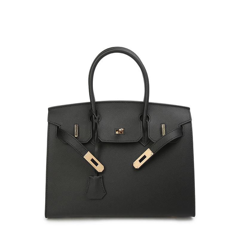 

Трансграничная взрывная EP ручная сумка из коровьей кожи с внешним ремешком, фурнитура, сумка, высококлассное ощущение времени, аутентичная кожа, женская сумка, многостильная сумочка 25x12x19cm чёрный