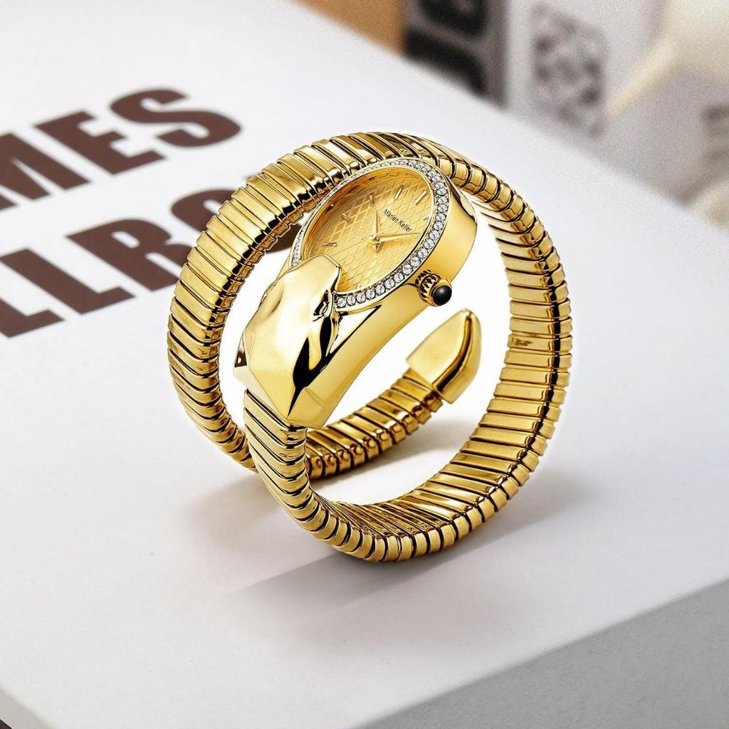 Orologio da Donna Marenkeller 2025 al Quarzo con Design a Serpente, Set di Diamanti e Placcatura IP.