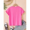 Girls' Casual Sports Short Sleeved and Flared Pants Set, Girls' Group Pattern Printed Fashionable Girls' Sportswear