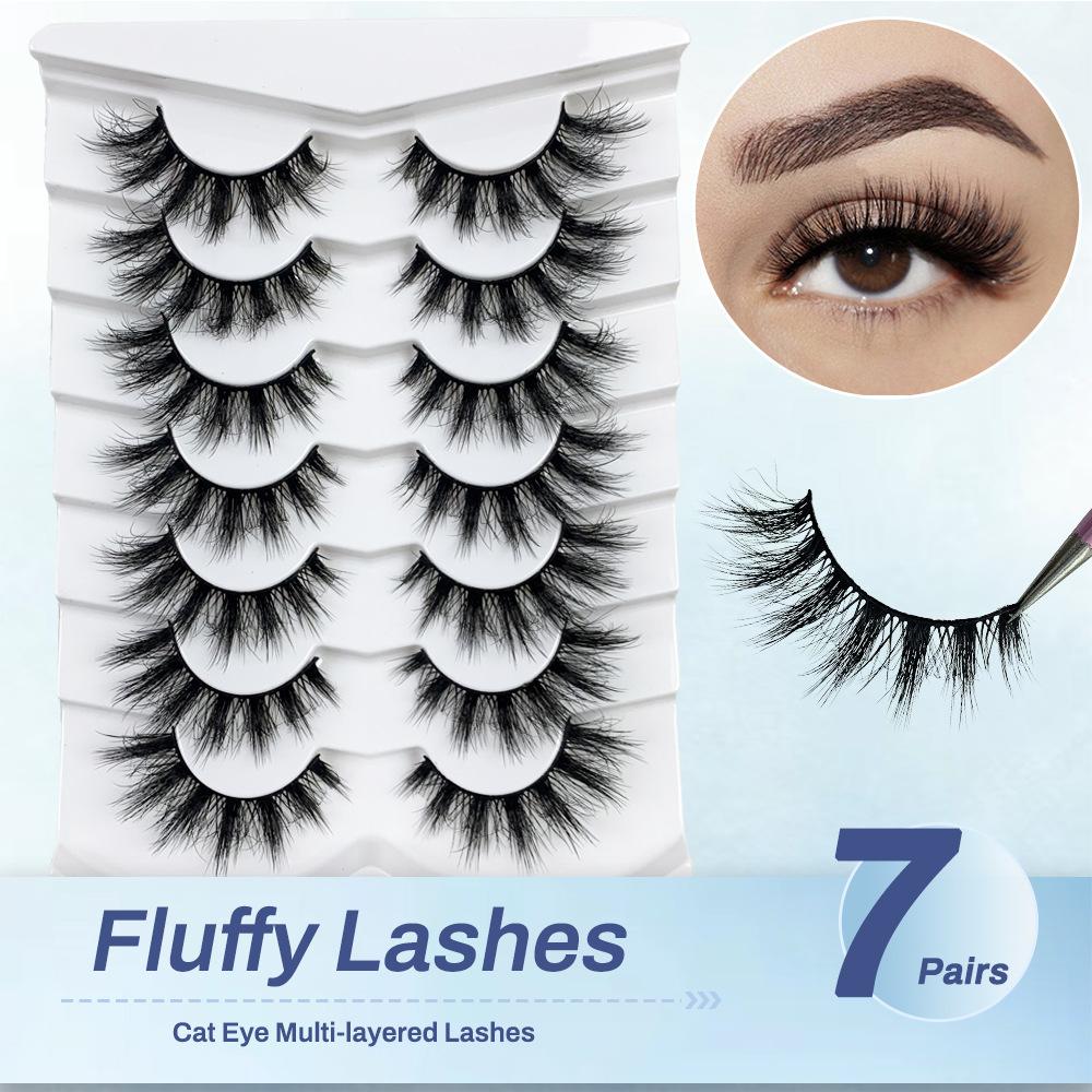 3D false eyelashes 7 pairs of thick natural three-dimensional curled fluffy simulated pair of eyelashes