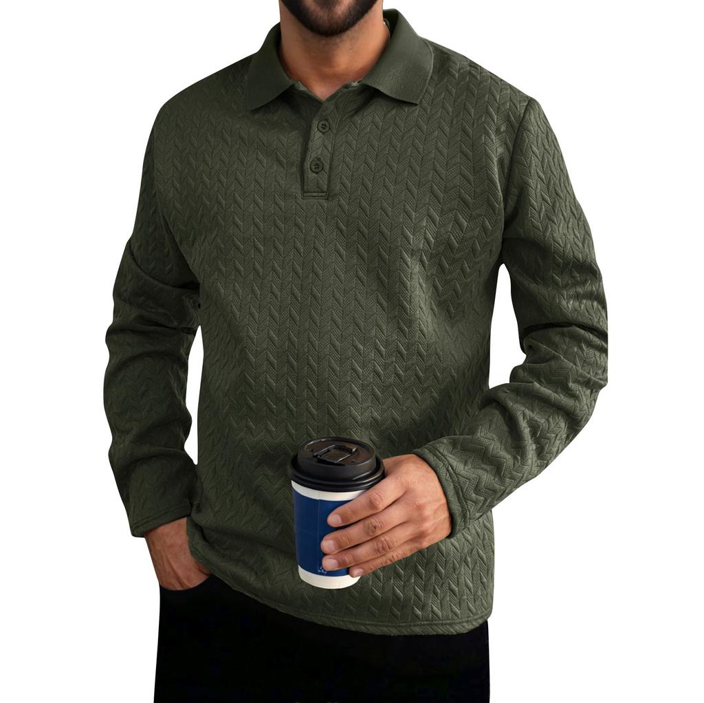 Men's Solid Color Sports Button Lapel Long Sleeve Tops Men's Casual Fashion Long Sleeve Tops