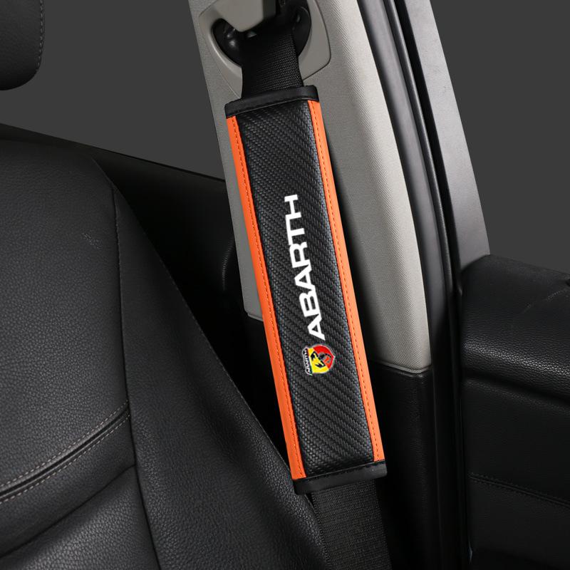 2pcs Car Safety Shoulder Cover Seat Belt Pad Strap Padding For Fiat Abarth 595 Abarth 500 Abarth 124 Spider Auto Accessories