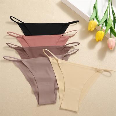 Chiloți fără cusături Lenjerie de corp de culoare solidă pentru femei Design sexy în talie Slip confortabil de lenjerie de corp