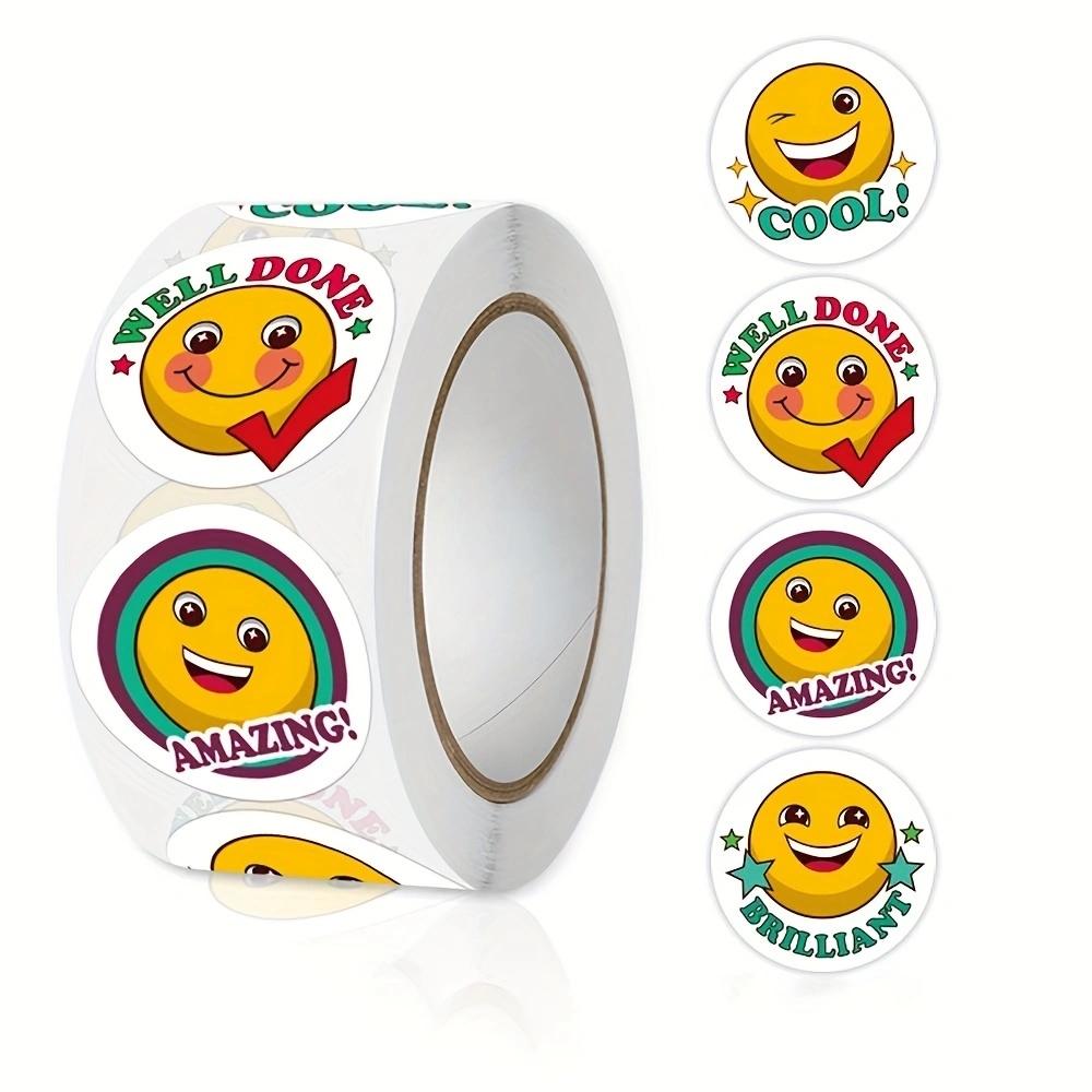 500Pcs/Roll Cartoon Funny Smile Face Expression Reward Stickers 8 Designs 2.5cm/1.0in Round For PC Pad Fridge Gift Diy Decor