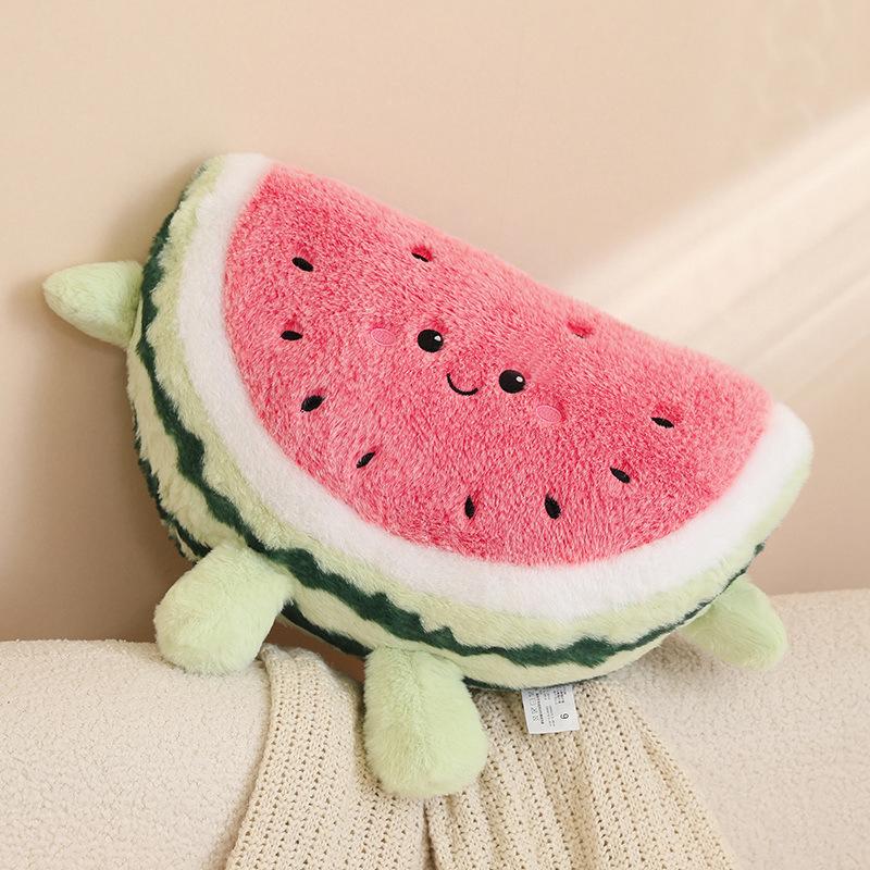 Cartoon Watermelon Throw Pillow Plush Toy Doll Watermelon Doll Girl Accompany Soothing Doll Birthday Gift