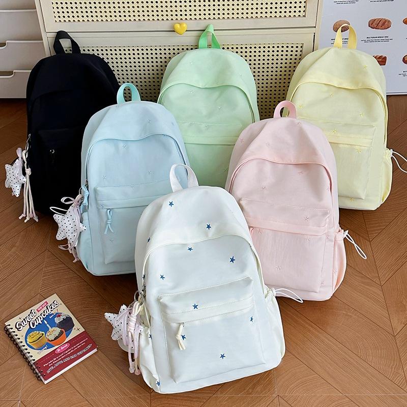 Schulrucksack1011 Herbst neuer Rucksack große Kapazität Einschulung Mittelschüler Schulrucksack mehrfarbiger Rucksack mit Stickerei-Schleife