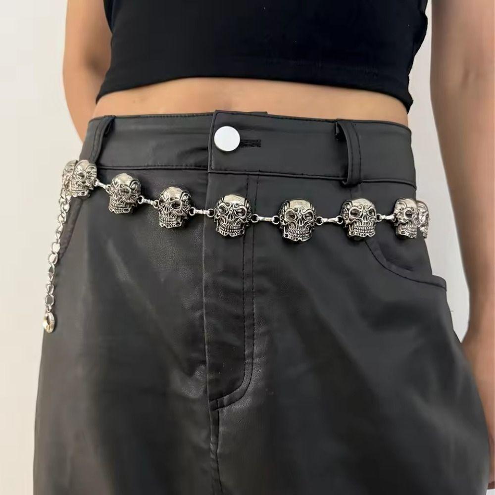 Punk Body Chain Silver Waistband Elegant Skull Waist Chain  Ladies