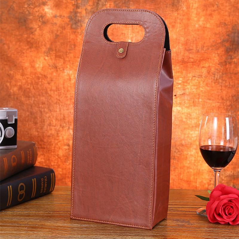 Leather Red Wine Packaging Bags Wine Tote Bags Universal Packaging Carrier Single/Double Bottle Protective Wine Gift Bags