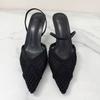 Fashion Pointed Toe High Heels Women Sandals Woven Mesh Design Slingbacks Summer Footwear Breathable Hollow Out Female Dress Shoes