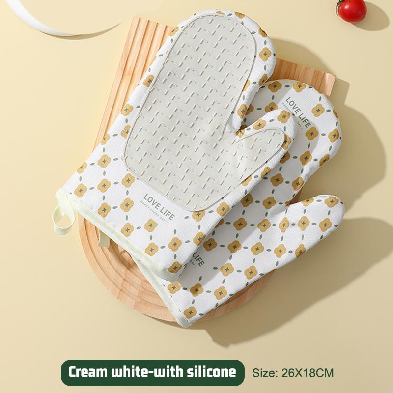 

Утолщенные теплоизоляционные перчатки с силиконом, устойчивые к ожогам, для микроволновой печи, для выпечки, перчатки, устойчивые к высоким температурам