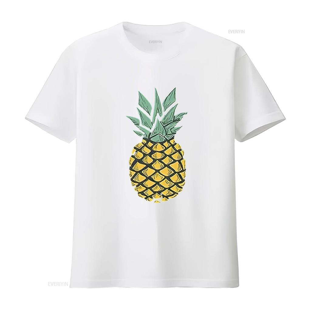 Womens Pineapple T Shirt Cute S Summer Vacation  Cotton Aloha Black Vintage Washed Fashion Versatile Stretched Stylish Homme