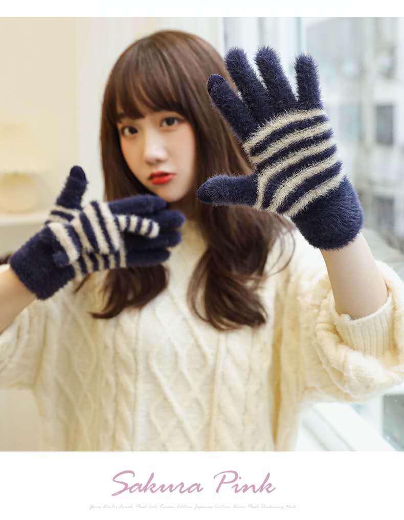 

Зимние милые мультяшные перчатки с сенсорным экраном - Теплый плюш для студентов колледжей и офисных работников One Size