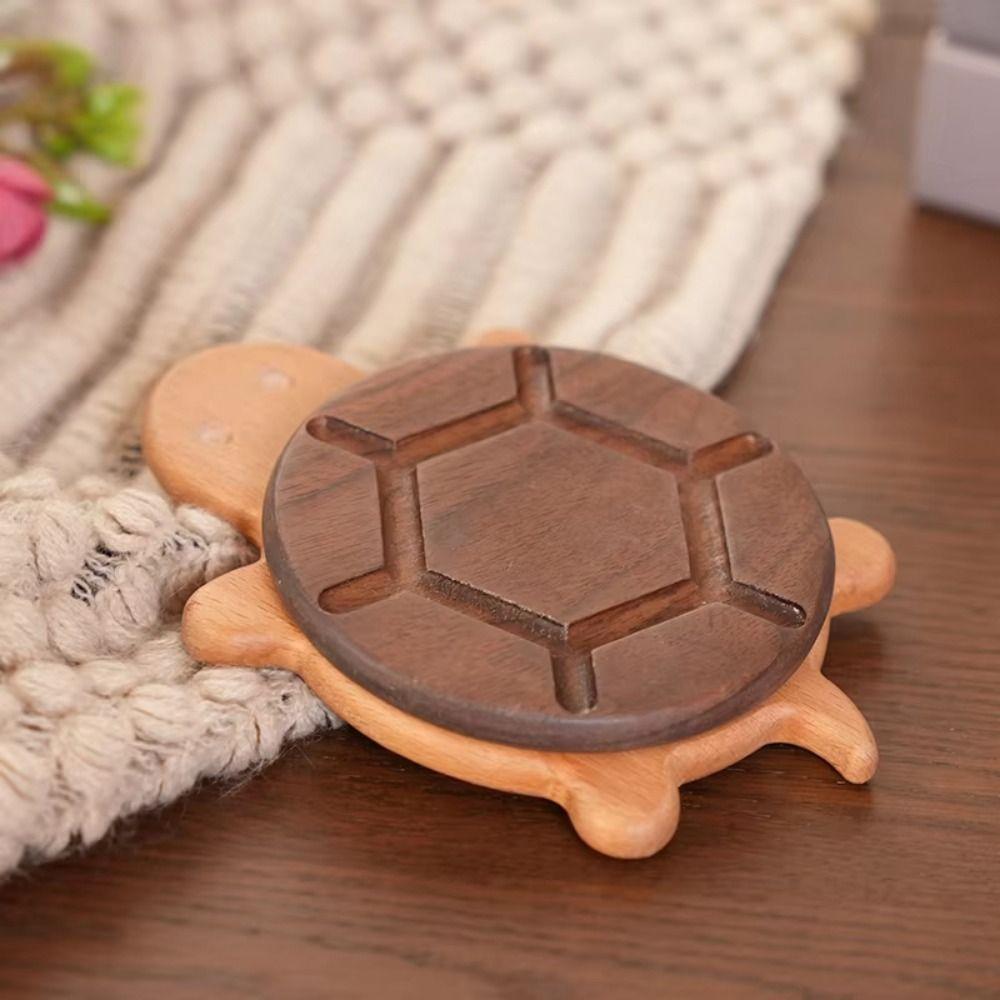Creative Vintage Tea Coaster Cute Wooden Insulation Pad Turtle Insulation Mat  Table Desktop