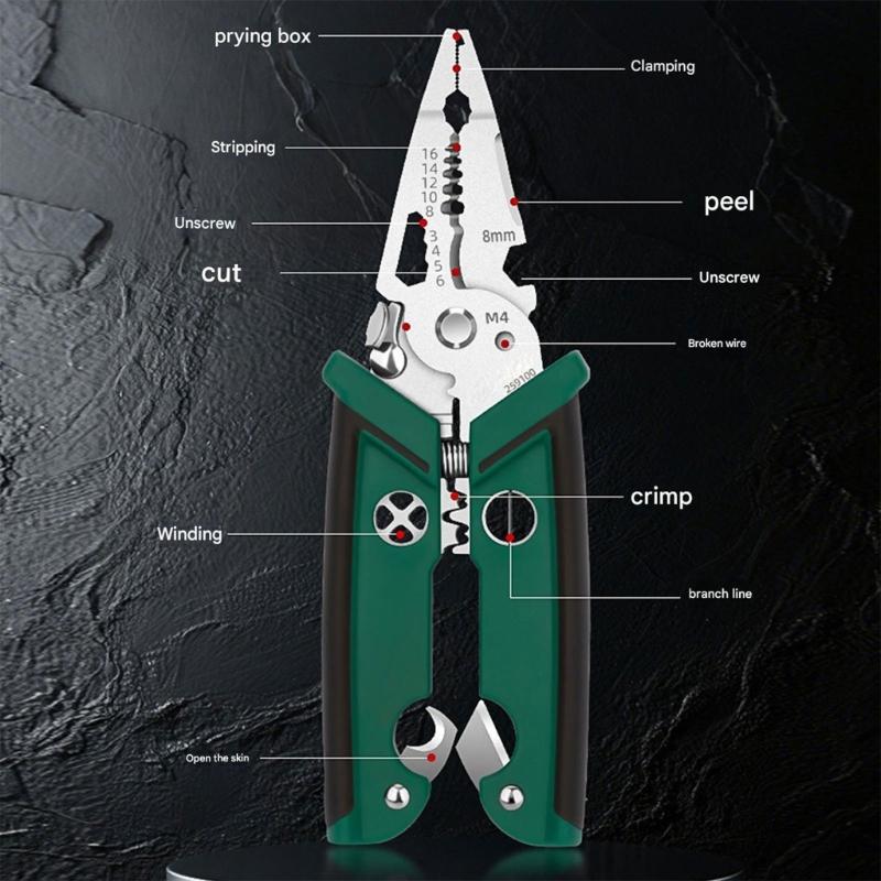 Electrician Wire Crimper Peeler Pliers Cable Stripping Multifunctional Press Plier Terminals Crimping Cutting Tool