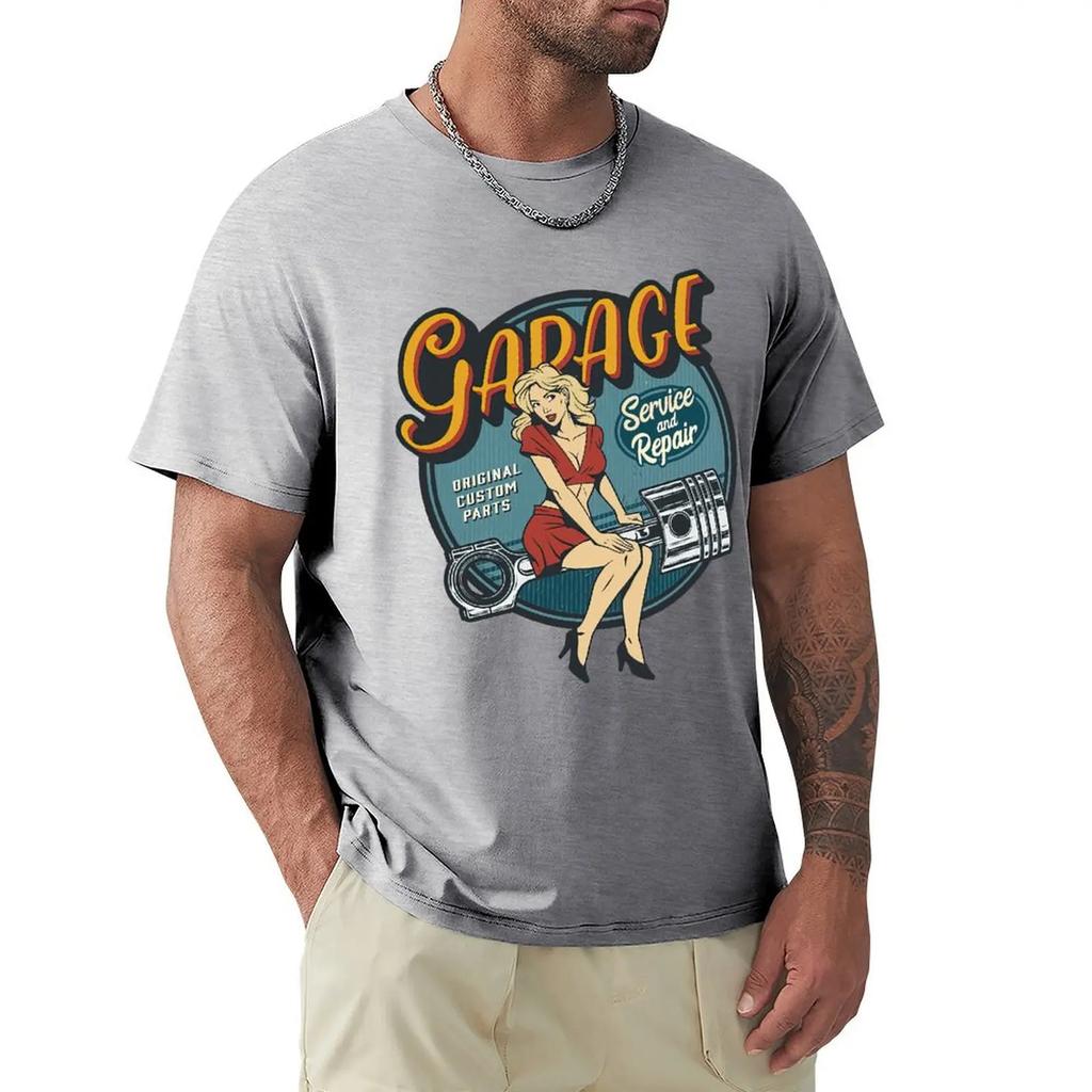 Vintage Colorful Garage Repair Service T Shirt Harajuku Short Sleeve T-shirt 100% Cotton Graphics Tshirt Tops