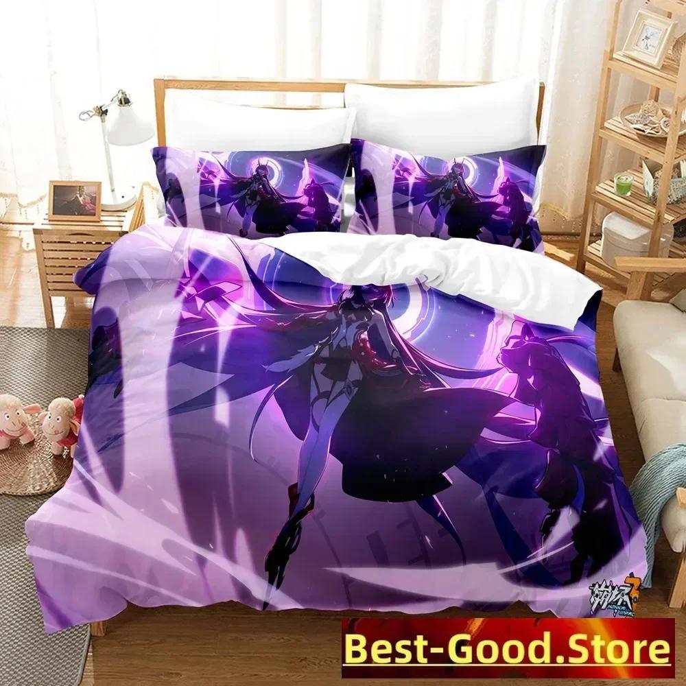 Honkai Impact 3 Bedding Set Printed Bed Set With Pillowcase Bed Duvet Cover Soft Single Double Queen Super King Size Bedroom