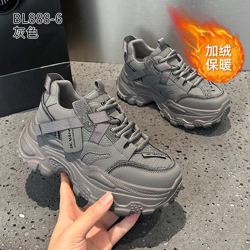 Leather dad shoes autumn and winter new retro small platform sports and leisure shoes