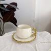 Couple's Mug Vintage Irregular Pearl Ceramic Cup and Saucer Modern Afternoon Tea Dessert Drink Cup Saucer Office Mug Simple Gift
