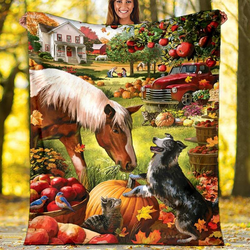 Japanese Kimono Sakura Fleece Blanket, Geisha Throw