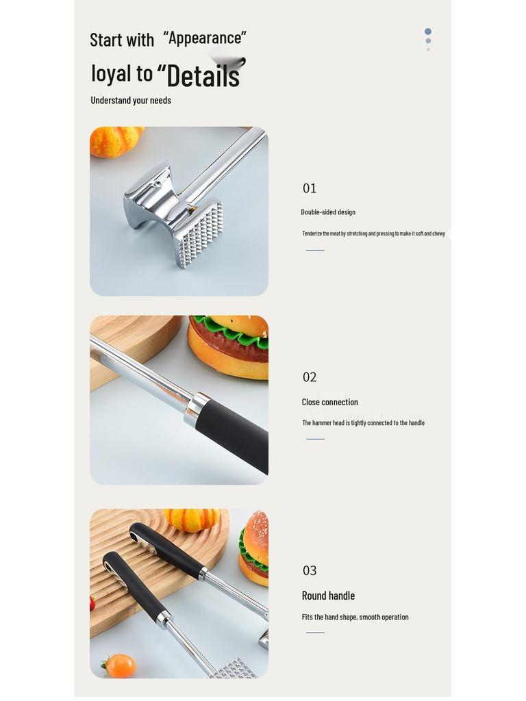 Aluminum Alloy Double-Sided Meat Tenderizer and Stripper Hammer