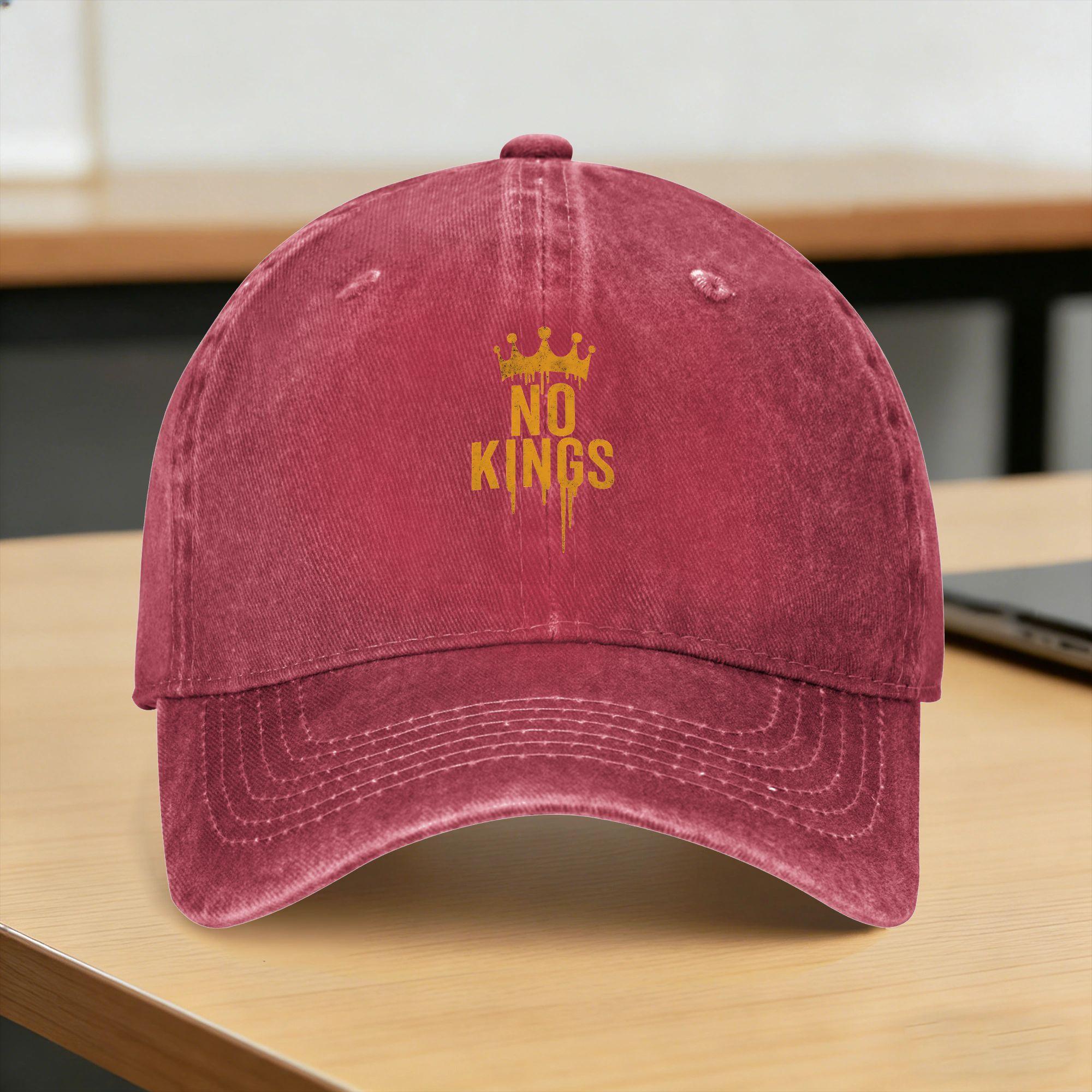 

Baseball Cap No Kings Summer Fitted Retro Trucker Hat Couple Women Print Outdoor Gym Sun Visor Baseball Caps One Size