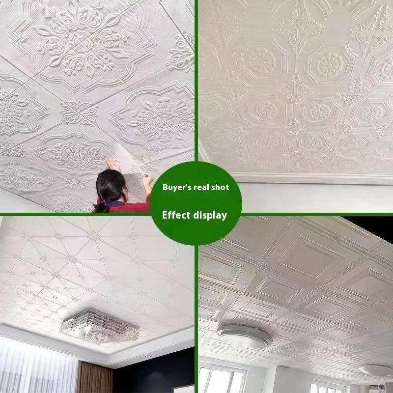 4 Stück 35*35cm Decken-Schlafzimmer-Dekor 3D-Hintergrund-Tapete Abziehbar und Klebbar Wasserdichte Wandaufkleber Kollisionsschutz Heimdekoration