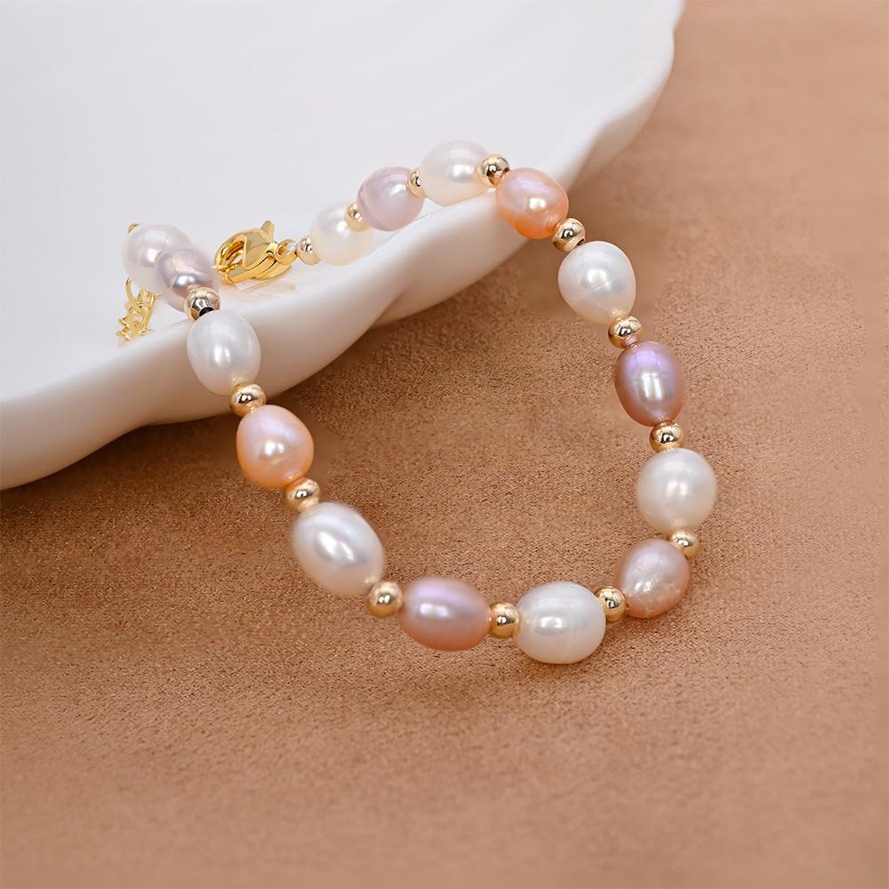 Natural Freshwater Pearl Bracelet Mixed Color Small Beads Simple Elegant Women Party Gift