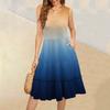 Women's Summer V-Neck Casual Pleated Ruffle Gradient Sleeveless Dresses