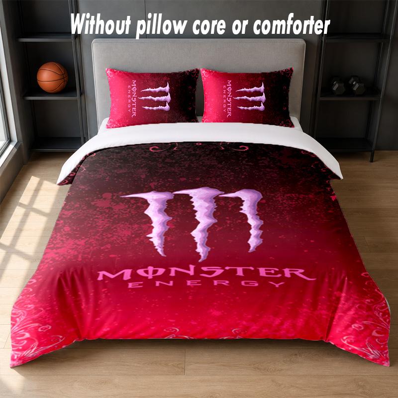 Set Biancheria da Letto Design Monster Energy 1 Copripiumino + 2 Federe Morbido Traspirante Biancheria da Letto per la Casa