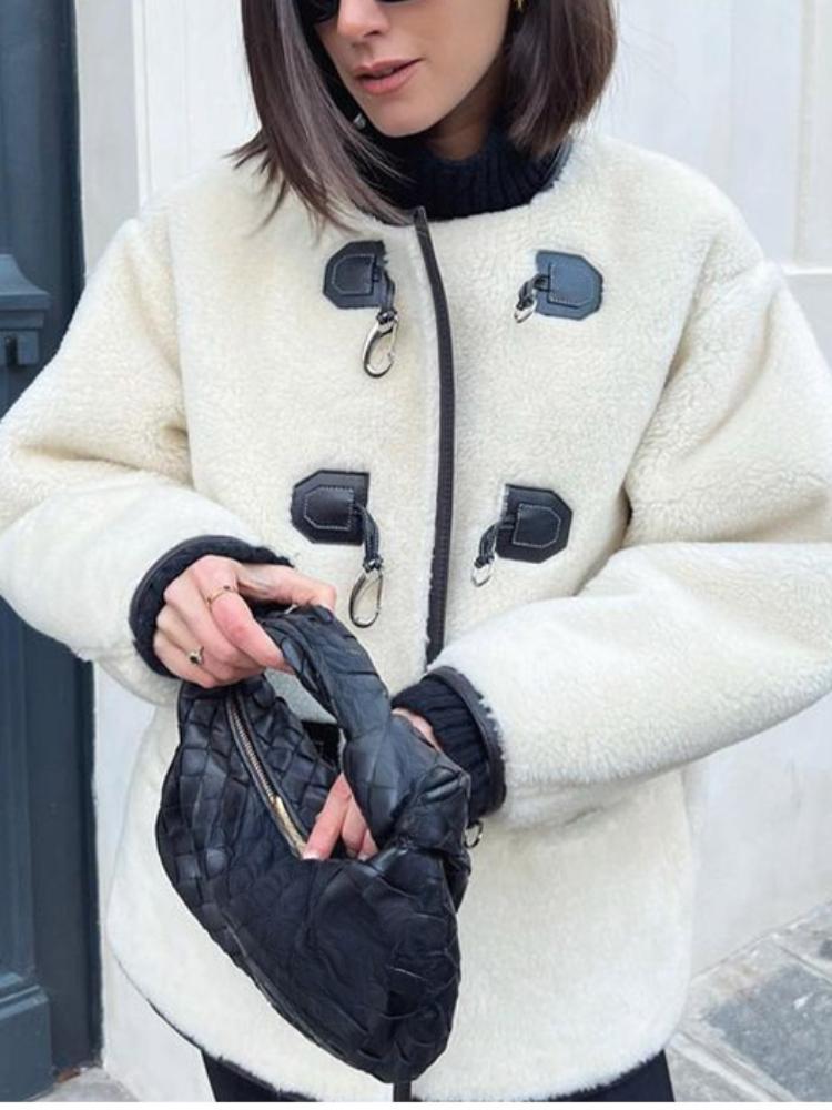 Женская утепленная плюшевая куртка из ягненка — фото 5