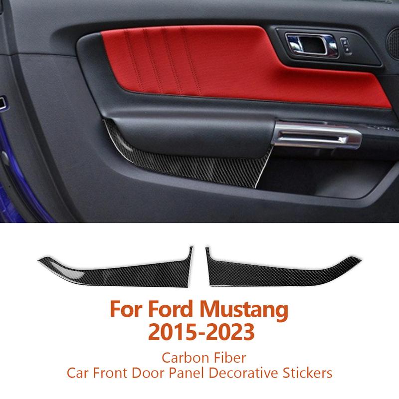 For Ford Mustang 2015- Styling Carbon Fiber Car Front Door Panel Decorative Stickers Auto Interior Modification Accesorios