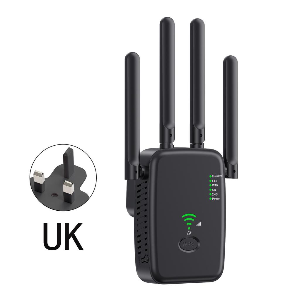 1200M WiFi Extender, Dual Band 5G/2.4G Signal Booster, Wireless Repeater for Home Router, US/EU Plug