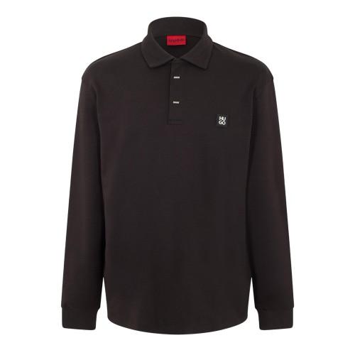 Hugo Mens Patch Collared Long-Sleeved Polo Shirt