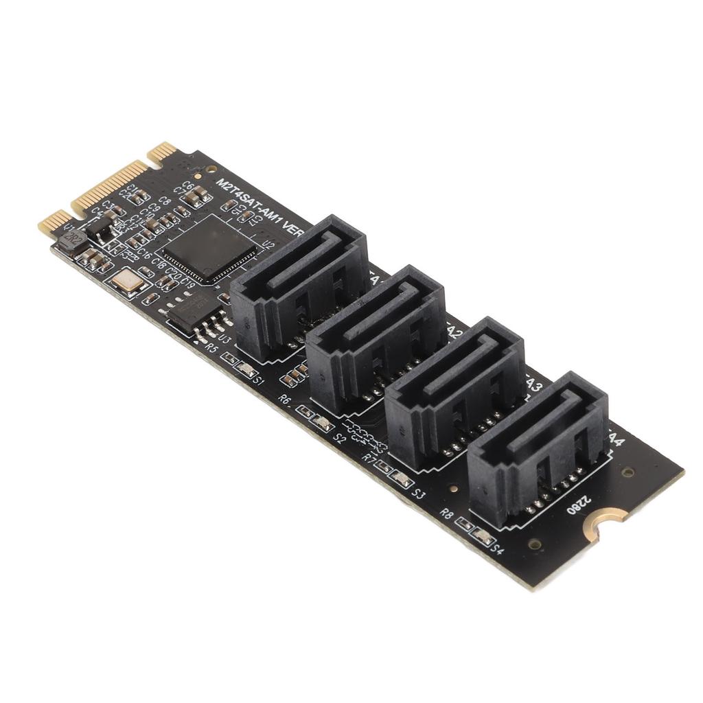 M.2 NVME To SATA Adapter Card Drive Free Plug and Play M2 KEYM NVME PCIE To 4 Port SATA3.0 Expansion Card