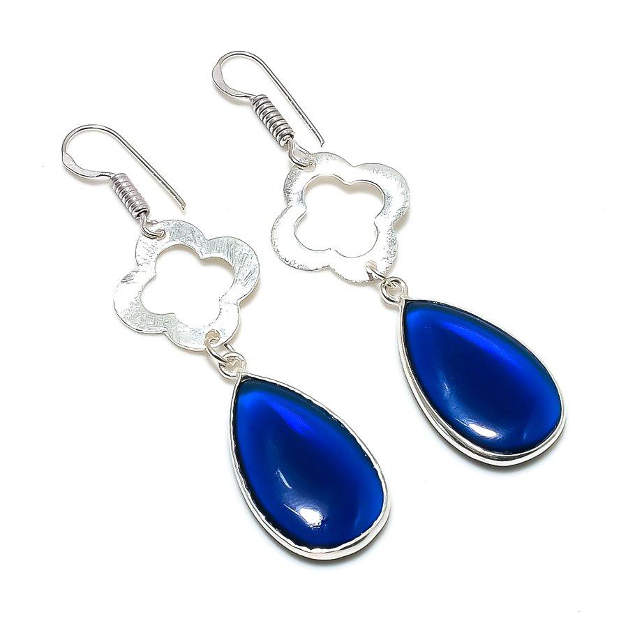 London Blue Topaz Gemstone 925 Sterling Silver Jewelry Earring 2.52" GK-5162