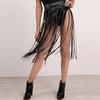 Womens High Waist Faux Leather Tassels Skirt Body Harness Punk Party Clubwear Charm Center Confident Dance
