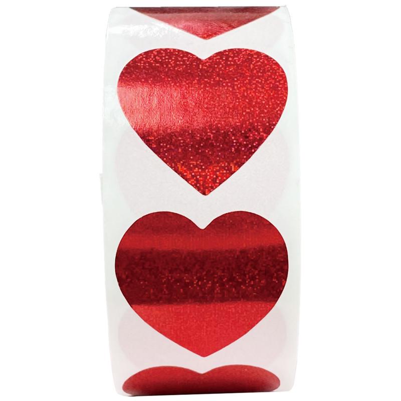 Full Set of Heart Laser Stickers - Gold, Pink, Purple, Green, Red - Self-Adhesive Valentine's Day Decoration Labels