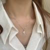 S925 Sterling Silver Diamond Inlaid Cross Necklace for Women - Elegant, High-End Clavicle Chain, Versatile and Stylish.
