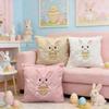 Housse de Coussin Lapin de Pâques Housse de Coussin Décorative Pour Canapé