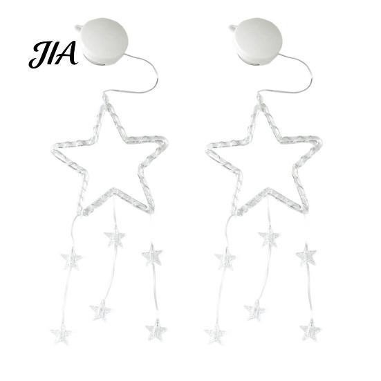New Year Festive Atmosphere Light LED Christmas Window Star Decoration, Battery Operated Hanging Warm Indoor Outdoor Decorations Lighted Shaped