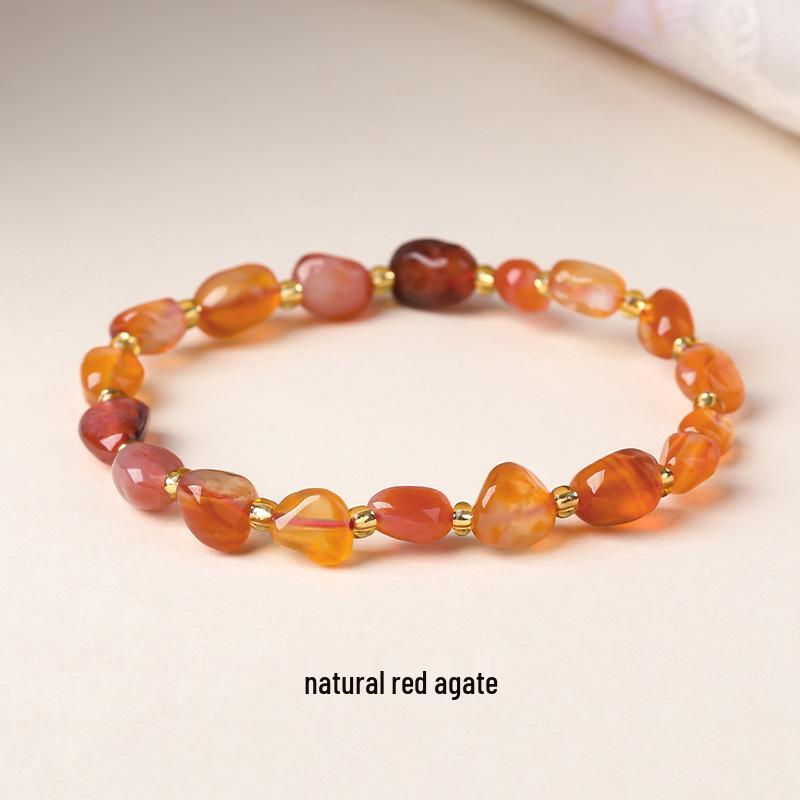Original Natural Stone Beaded Bracelet - Women's Irregular Shape Crystal for Seaside Vacation Style