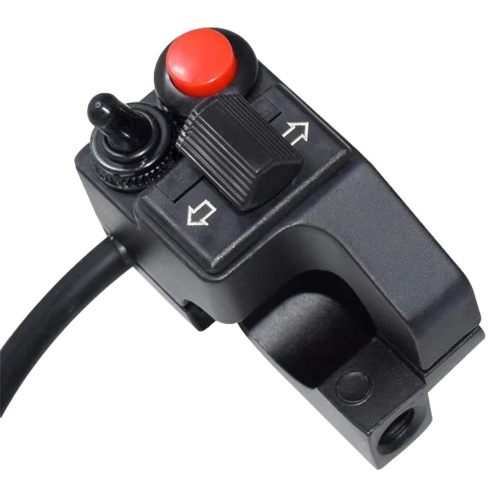 Rubonarie Motorcycle Handlebar Turn Switch, 12V, 22mm, Signal/Horn (Black)